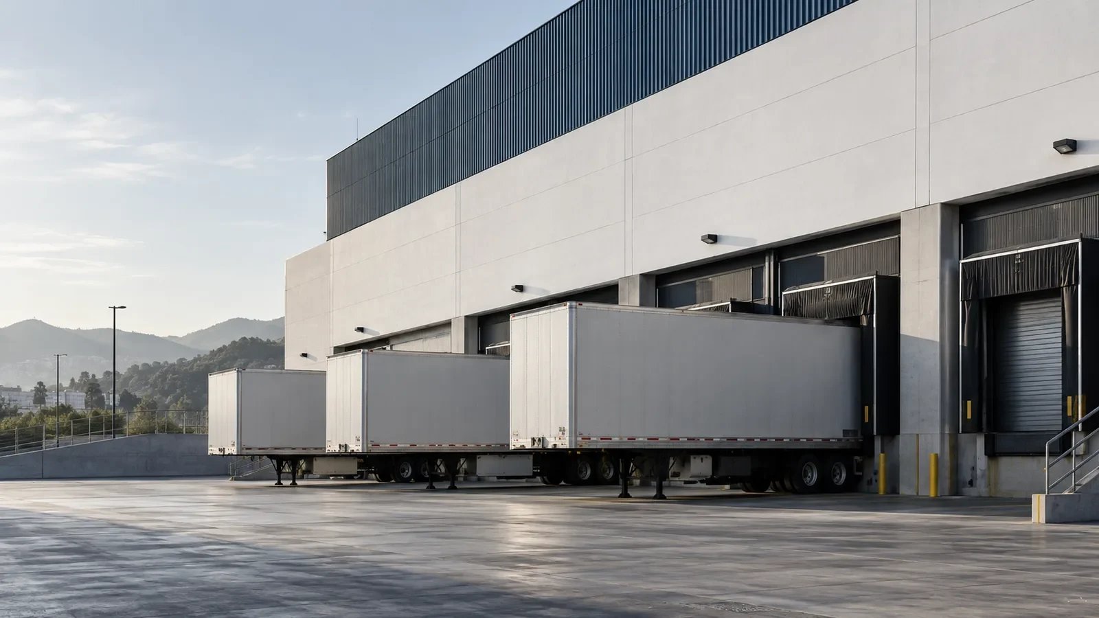 Distribution center with loading docks and dispatch areas