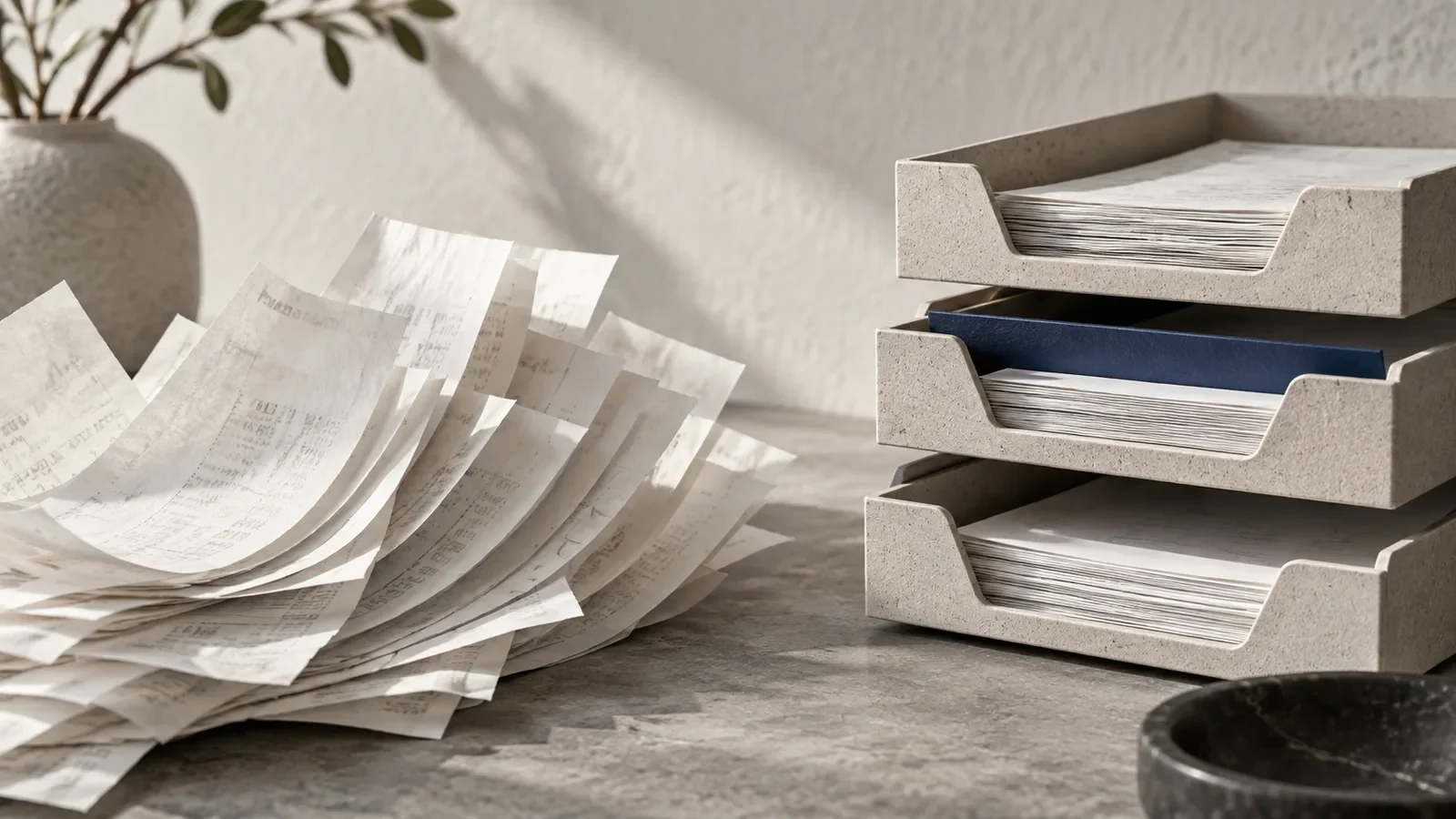 Anonymous receipts organized in verification trays